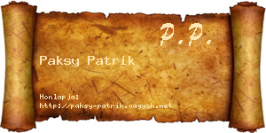 Paksy Patrik névjegykártya